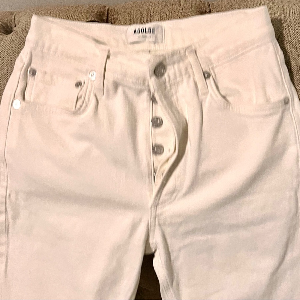 Agolde off white button fly jeans